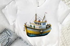 Retro Fishing Boat Clipart png clipart Product Image 3