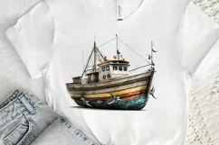 Retro Fishing Boat Clipart png clipart Product Image 3