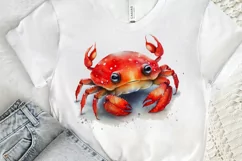 Watercolor Cute Baby Red Crab png clipart Product Image 3