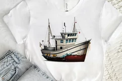 Retro Fishing Boat Clipart png clipart Product Image 3