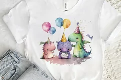 Watercolor Cute Dinosaurs Party png clipart Product Image 3