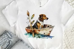 Dog Fishing Watercolor png clipart Product Image 3