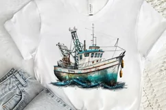 Retro Fishing Boat Clipart png clipart Product Image 3
