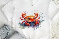 Watercolor Cute Baby Red Crab png clipart Product Image 3