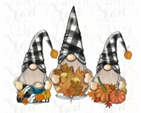 Fall Gnomes Png Pumpkin Autumn Leaves Buffalo Plaid Product Image 5