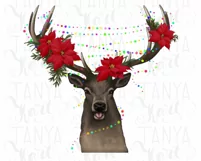 Christmas Deer | Png Sublimation | Red Flowers | Xmas Season Product Image 5
