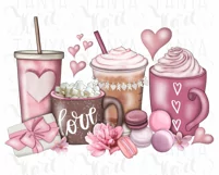 Coffee Valentine Png | Valentines Day | Hand Drawn Product Image 11