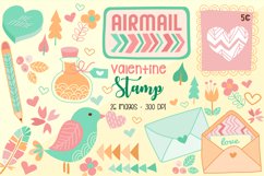 Valentine Typography Stamp Clipart - Bird and Object Product Image 1