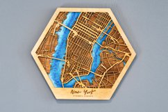 Laser Cut Toronto Map, Hexagon Map Product Image 2