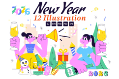 12 Happy New Year 2026 Illustration Product Image 1