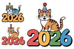 Cute Cat New Year 2026 Set Product Image 1
