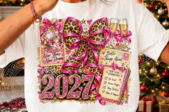 New Year 2027 PNG, Pink Leopard Glitter Bow Glam Celebration Product Image 3