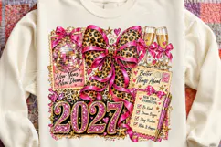 New Year 2027 PNG, Pink Leopard Glitter Bow Glam Celebration Product Image 4