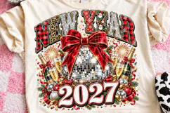 New Year 2027 Glam Disco Ball Christmas Party PNG Product Image 1