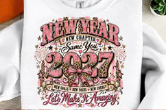 New Year 2027 Pink Leopard Bow New Chapter Inspirational PNG Product Image 2