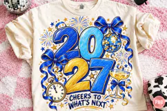 New Year 2027 PNG, Cheers to What's Next Typography with Blu Product Image 1