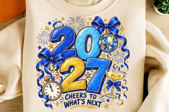 New Year 2027 PNG, Cheers to What's Next Typography with Blu Product Image 2