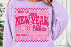 New Year 365 New Chances PNG | Pink Motivational Typography Product Image 5