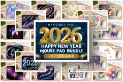 Festive Happy New Year's Eve 2026 PNG Mouse Pad Design Bundl Product Image 1