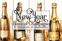 New Year's Eve Backgrounds, Bottle of Champagne, Golden Product Image 1