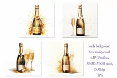 New Year's Eve Backgrounds, Bottle of Champagne, Golden Product Image 2