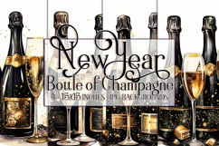 New Year's Eve Backgrounds, Bottle of Champagne, Black Gold Product Image 1