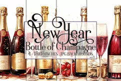 New Year's Eve Backgrounds, Bottle of Champagne, Red Product Image 1