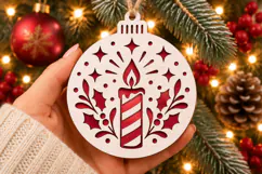 New Year Candle Ornament SVG, Laser Cut Striped Holiday Product Image 1