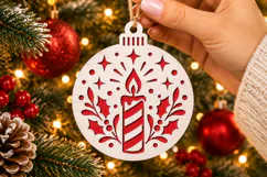 New Year Candle Ornament SVG, Laser Cut Striped Holiday Product Image 2