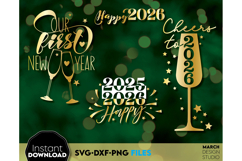 Celebrate New Year 2026 in style with this elegant gold SVG bundle — perfect for shirts, mugs, cards, and party decorations.