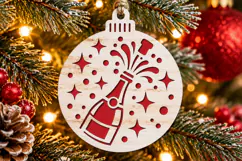 New Year Champagne Ornament SVG, Laser Cut Bauble Stars Product Image 2
