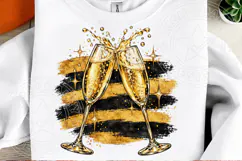 New Year Champagne PNG, Black & Gold Sparkling Celebration S Product Image 2