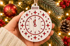 New Year Clock Ornament SVG, Laser Cut Midnight Star Design Product Image 2