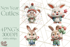 Cute New Year Clipart, Cartoon Animal New Year PNG Product Image 1
