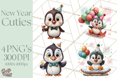 Cute New Year Clipart, Cartoon Animal New Year PNG Product Image 1