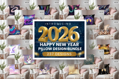 Festive Happy New Year&#039;s Eve 2026 PNG Pillow Deign Bundle Product Image 1