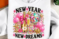 New Year Dreams 2027 PNG, Pink & Gold Champagne Disco Ball S Product Image 2