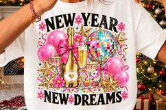 New Year Dreams 2027 PNG, Pink & Gold Champagne Disco Ball S Product Image 3