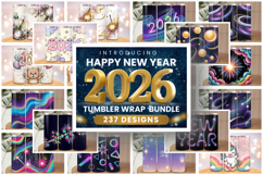 Festive Happy New Year&#039;s Eve 2026 Tumbler Wrap Design Bundle Product Image 1