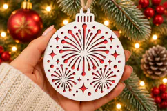 New Year Fireworks Ornament SVG, Laser Cut Bauble Stars Product Image 1
