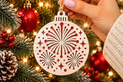 New Year Fireworks Ornament SVG, Laser Cut Bauble Stars Product Image 2