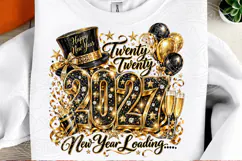 New Year Loading 2027 PNG | Black and Gold Glitter Sublimati Product Image 2