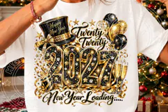 New Year Loading 2027 PNG | Black and Gold Glitter Sublimati Product Image 3