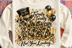 New Year Loading 2027 PNG | Black and Gold Glitter Sublimati Product Image 4
