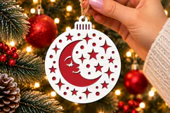 New Year Moon Ornament SVG, Laser Cut Celestial Star Bauble Product Image 2