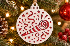 New Year Party Horn Ornament SVG | Laser Cut Bauble Product Image 1