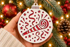 New Year Party Horn Ornament SVG | Laser Cut Bauble Product Image 2