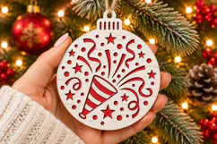 New Year Party Ornament SVG, Laser Cut Fireworks Bauble Product Image 1