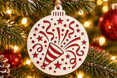 New Year Party Ornament SVG, Laser Cut Fireworks Bauble Product Image 2