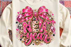 New Year Pink Bow, Leopard & Disco Ball Glam Party PNG Product Image 4